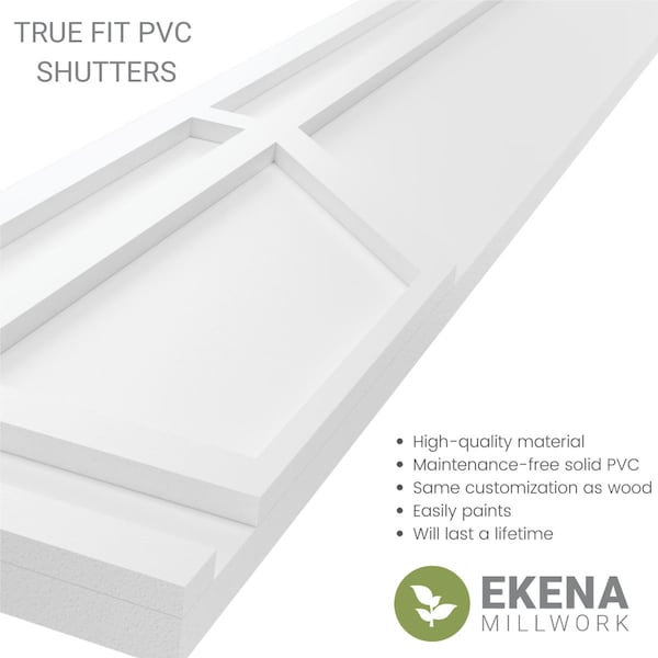 True Fit PVC Shaker Fixed Mount Shutters, Natural Twine, 15W X 55H